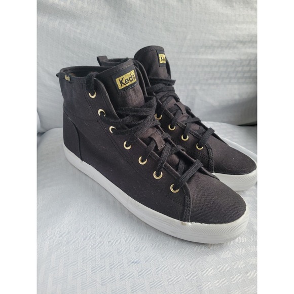 Keds Shoes - Keds Kickstart Hi Black Canvas Floral Lining High Top Sneakers Womens 8.5